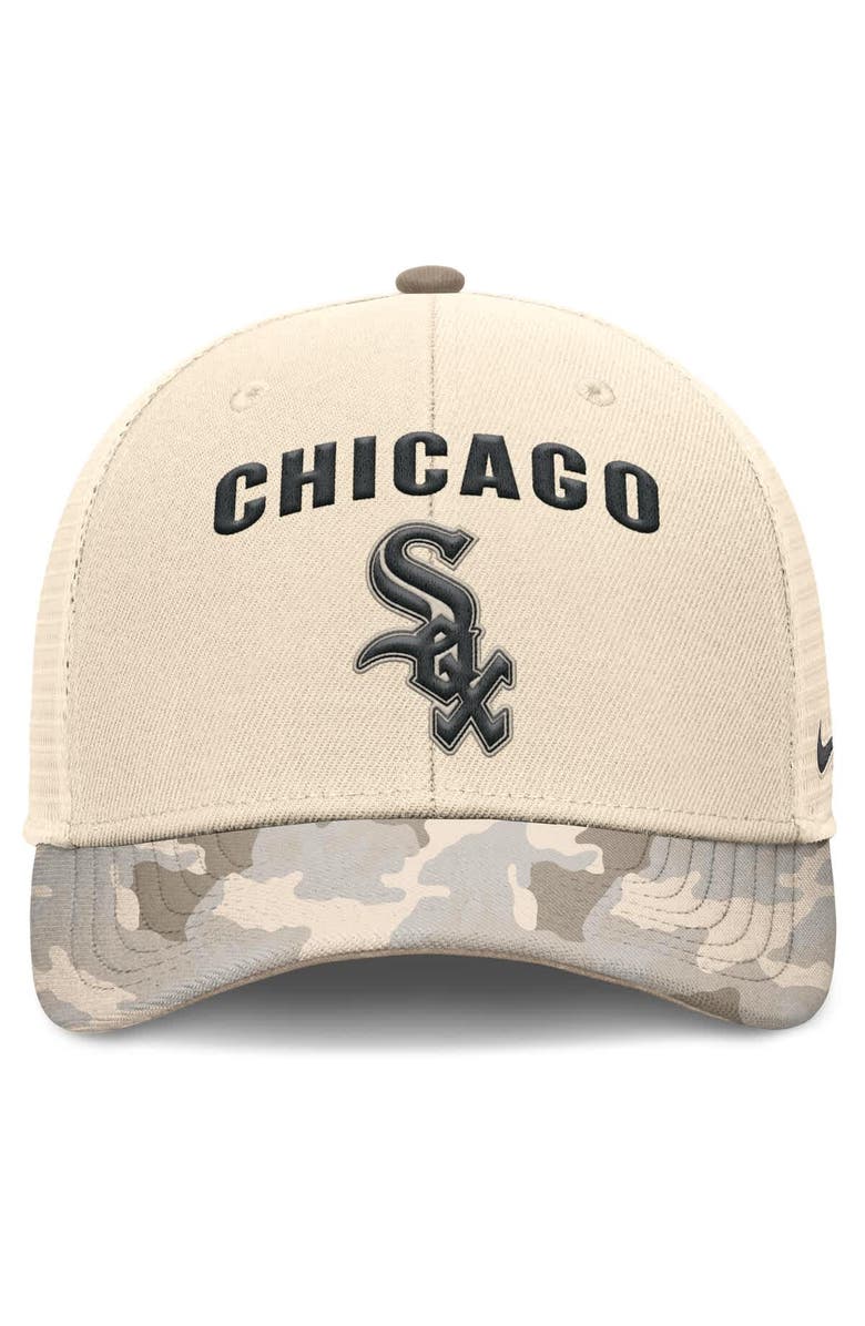 Nike Men's Nike Natural Chicago White Sox Camo Natural Pack Rise Adjustable Trucker Hat, Alternate, color, Natural