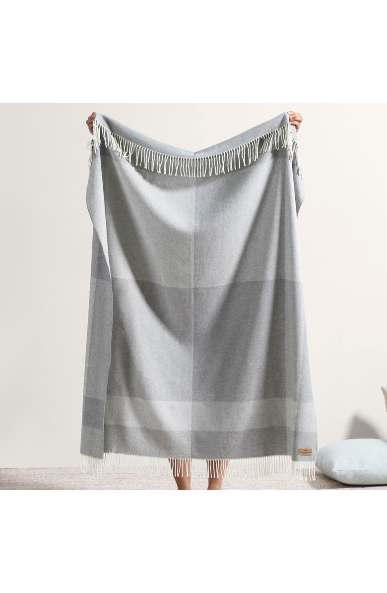 Lands Downunder Hampton Plaid Herringbone Throw, Alternate, color, Pebble