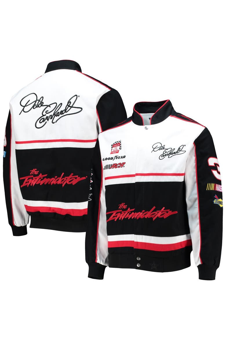 Men's JH Design Black/White Dale Earnhardt Twill Uniform Full-Snap Jacket, Main, color, Black