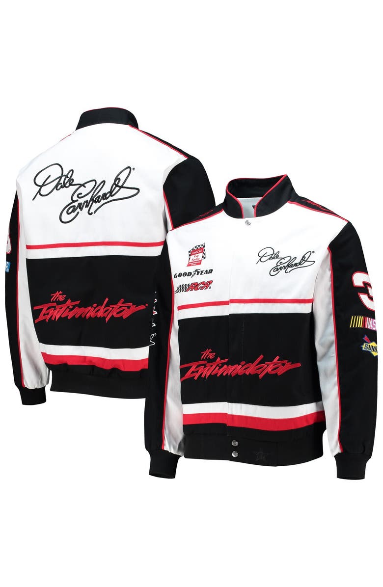 JH DESIGN Men's JH Design Black/White Dale Earnhardt Twill Uniform Full-Snap Jacket, Main, color, Black