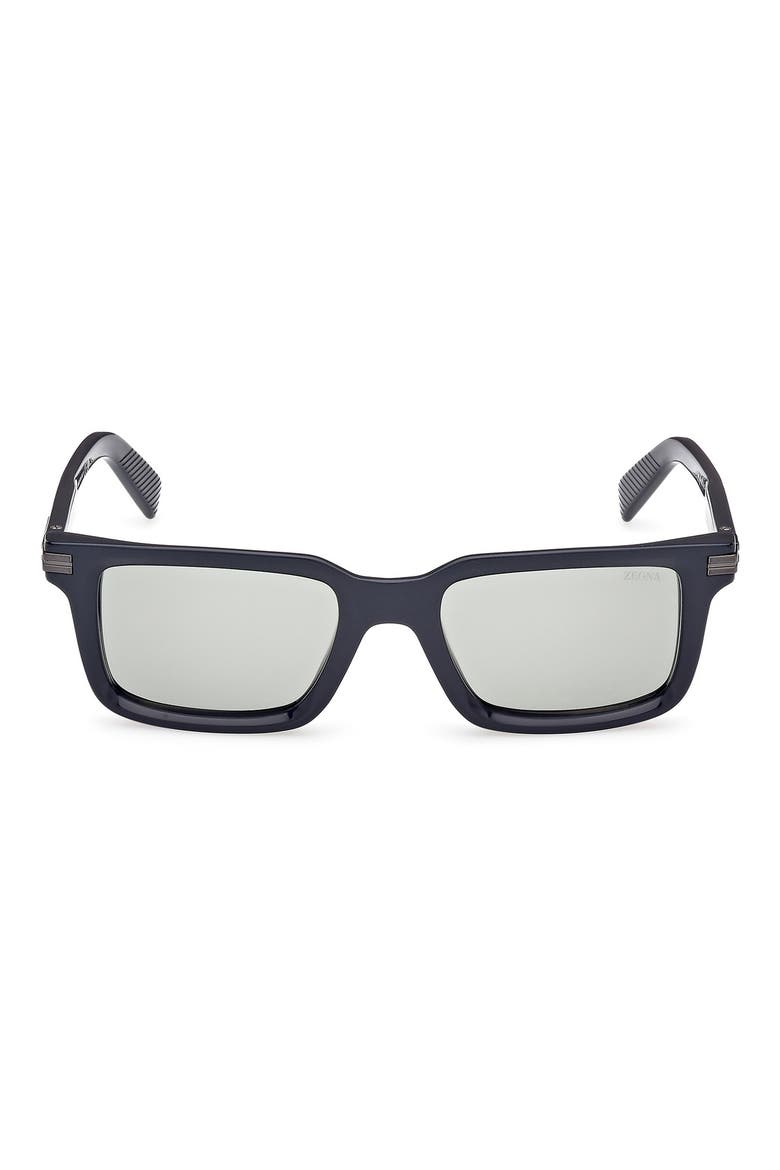 53mm Rectangular Sunglasses, Main, color, SHINY BLUE / MATTE GUNMETAL