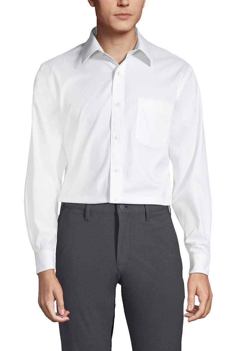 No Iron Supima Cotton Pinpoint Straight Collar Dress Shirt, Main, color, White