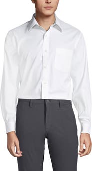 Lands' End Solid No Iron Supima Pinpoint Straight Collar Dress Shirt