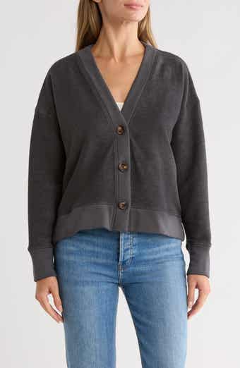 Splendid Reversed Terry V-Neck Cardigan