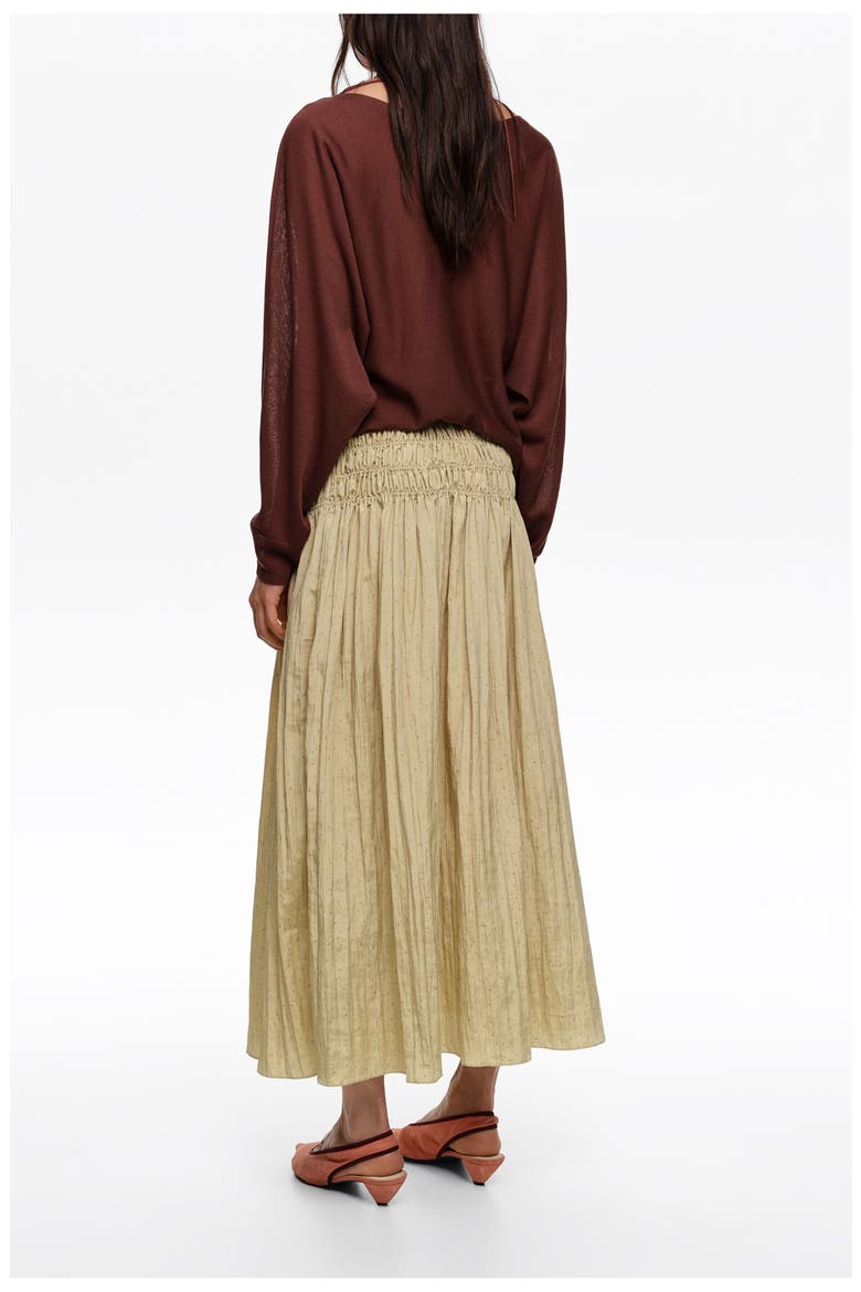 Mini Dots Ruched Flare Skirt, Alternate, color, DOTS MINI OLIVE