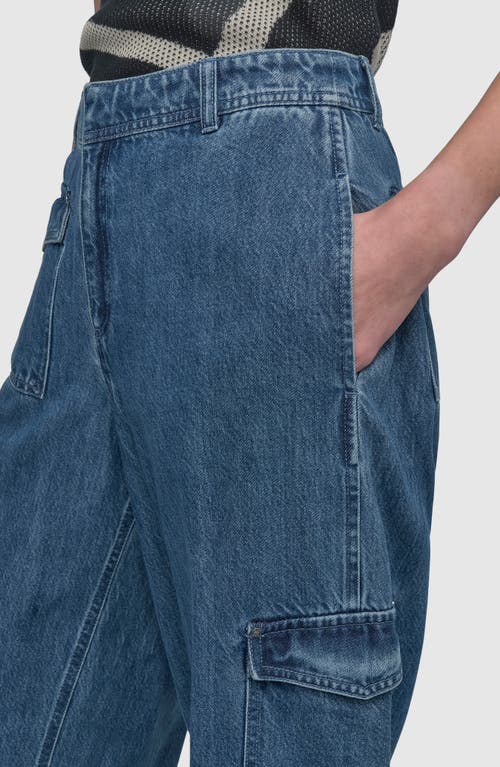 Shop Dkny Release Hem Wide Leg Cargo Jeans In Mercer Was