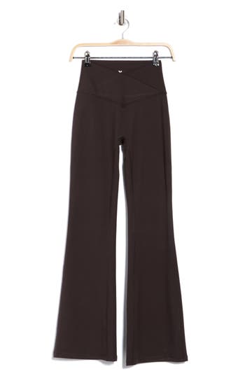 Yogalicious Sophia Crossover Flare Leggings In Brown