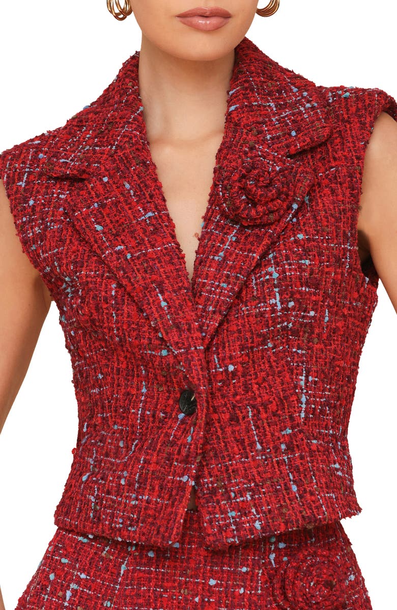 Avec Les Filles Tweed One-Button Vest, Alternate, color, 