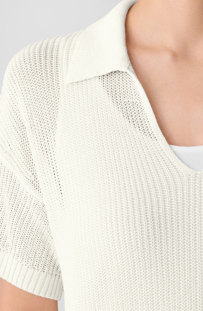 Eileen Fisher Classic Organic Cotton & Silk Polo Sweater, Alternate, color, Ivory