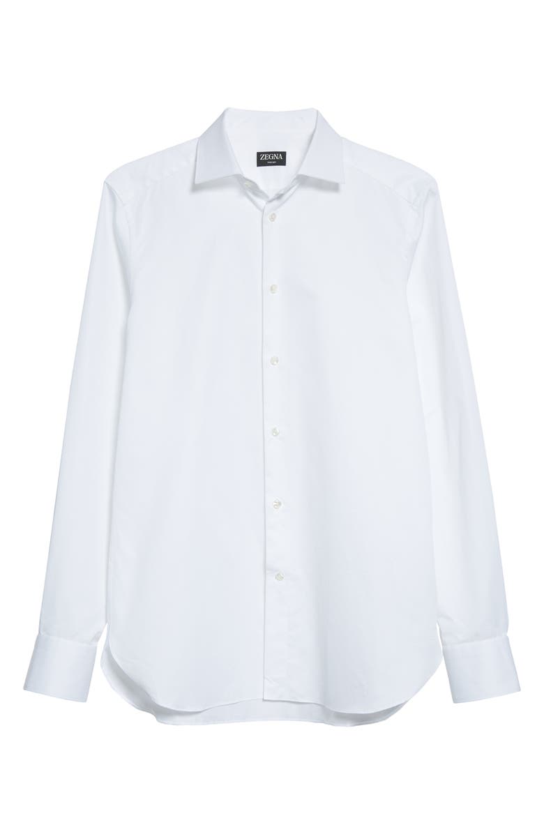 ZEGNA Microstripe Trecapi Cotton Button-Up Shirt, Alternate, color, White