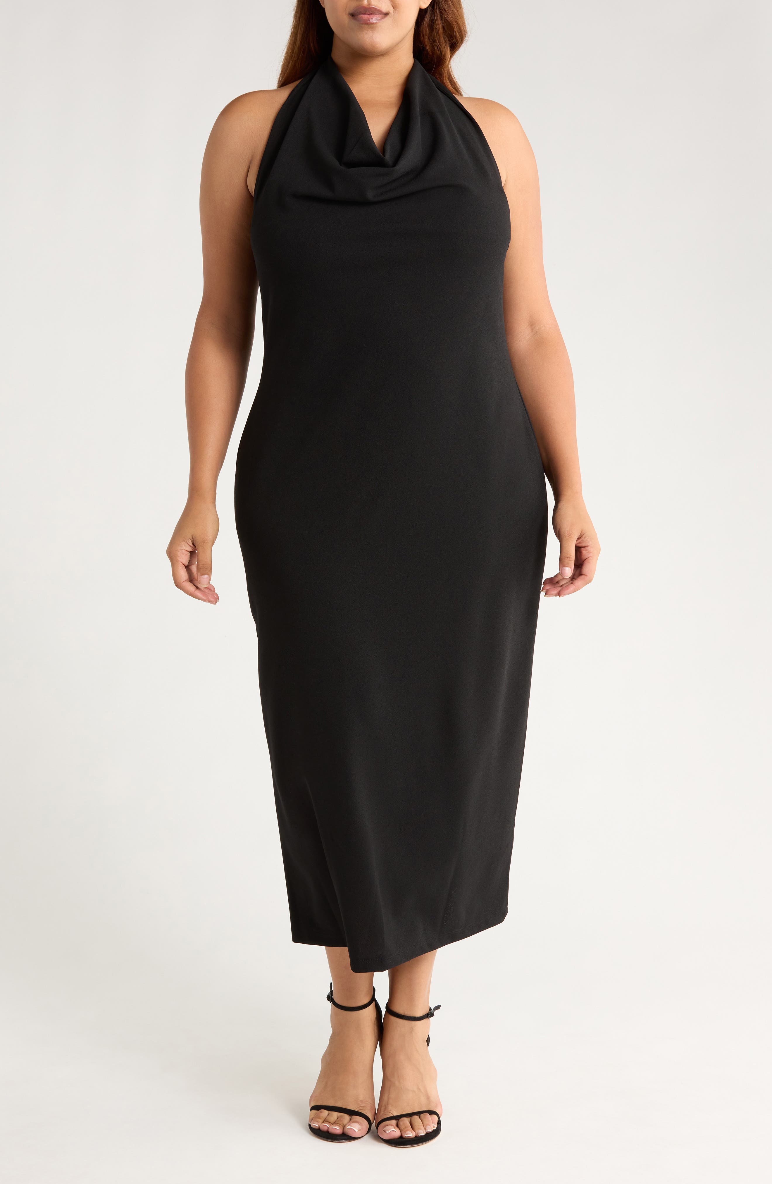 Renee C Draped Halter Neck Maxi Dress