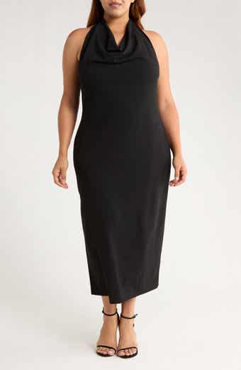 Renee C Draped Halter Neck Maxi Dress