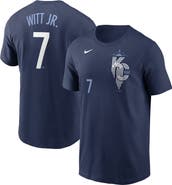 Nike Men's Nike Bobby Witt Jr. Navy Kansas City Royals City Connect Fuse Name & Number T-Shirt