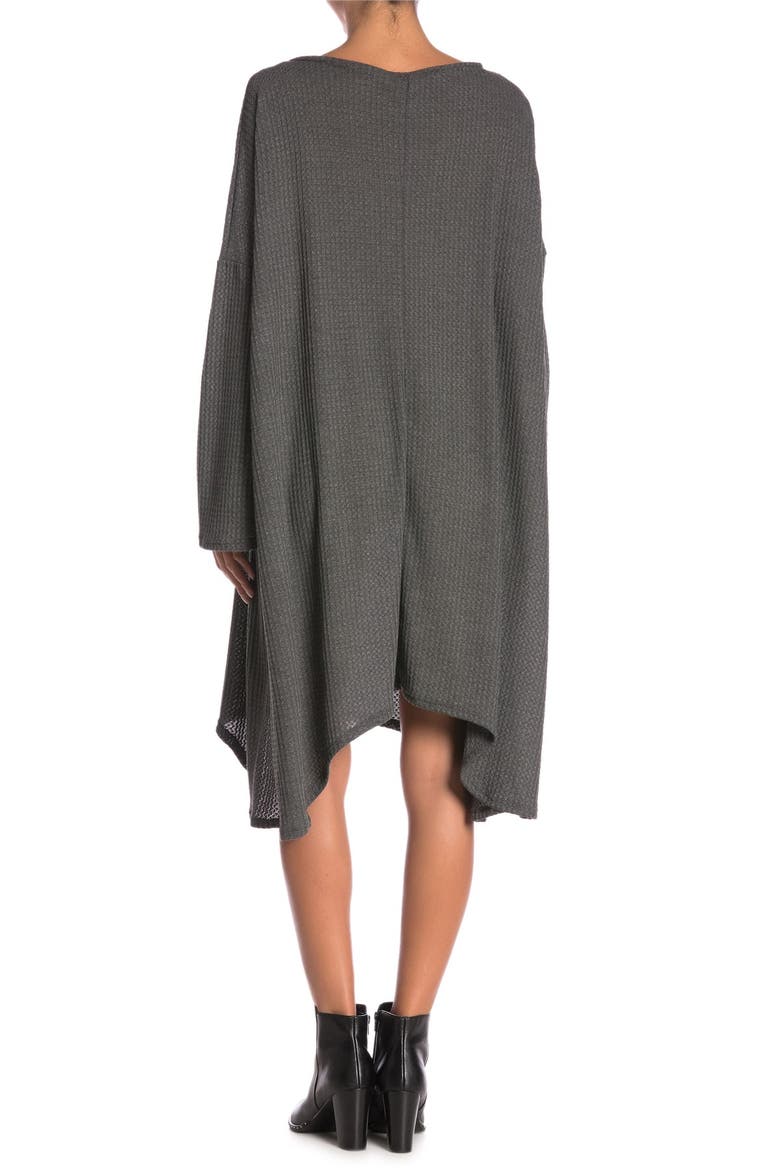 Long Sleeve Oversized Sharkbite Dress, Alternate, color, CHARCOAL SQUARE