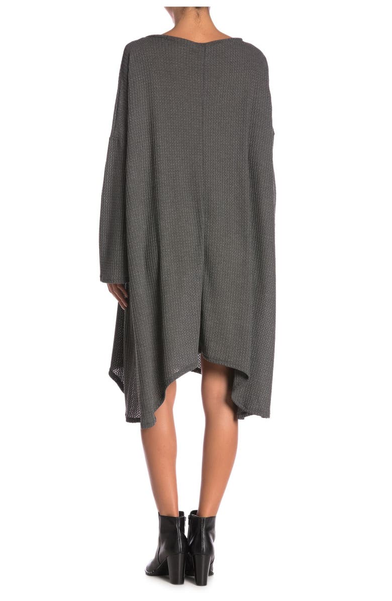 GO COUTURE Long Sleeve Oversized Sharkbite Dress, Main, color, Charcoal Square