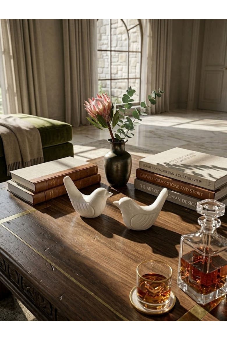 Coco & Charlie Marble Bird Objects, Alternate, color, Ivory