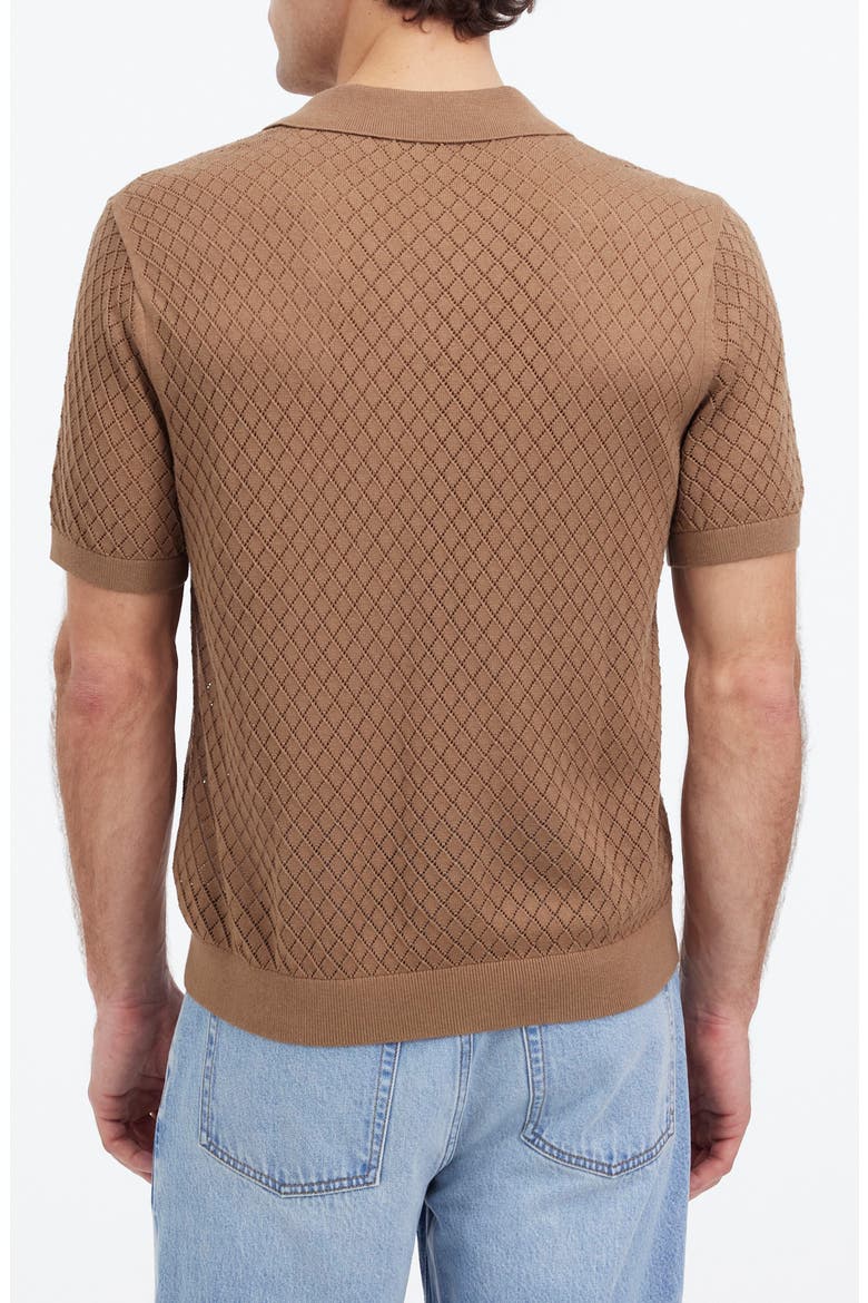 Diamond Pointelle Stitch Sweater Polo, Alternate, color, CARGO