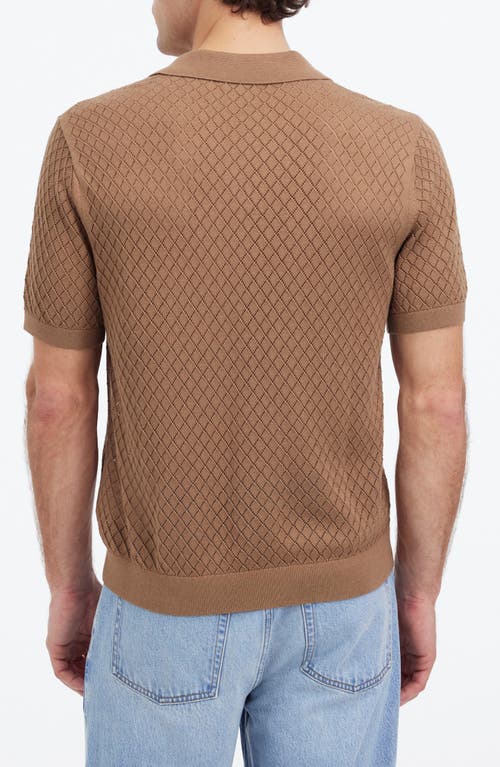Madewell Diamond Pointelle Stitch Regular Fit Short Sleeve Sweater In Cargo