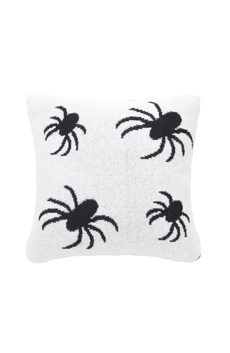 C&F Home Halloween Spiders Themed Reversible Knit Small Petite Accent Pillow 12" x 12", Alternate, color, White