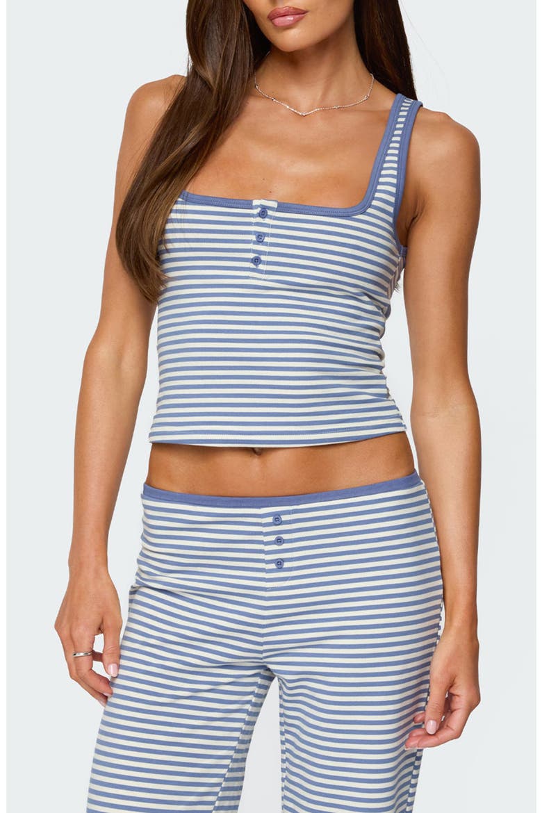 Monti Stripe Henley Camisole, Main, color, BLUE-AND-WHITE