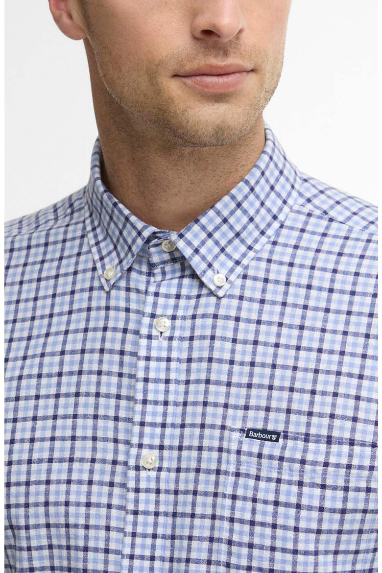 Nelson Linen & Cotton Gingham Button-Down Shirt, Alternate, color, BLUE