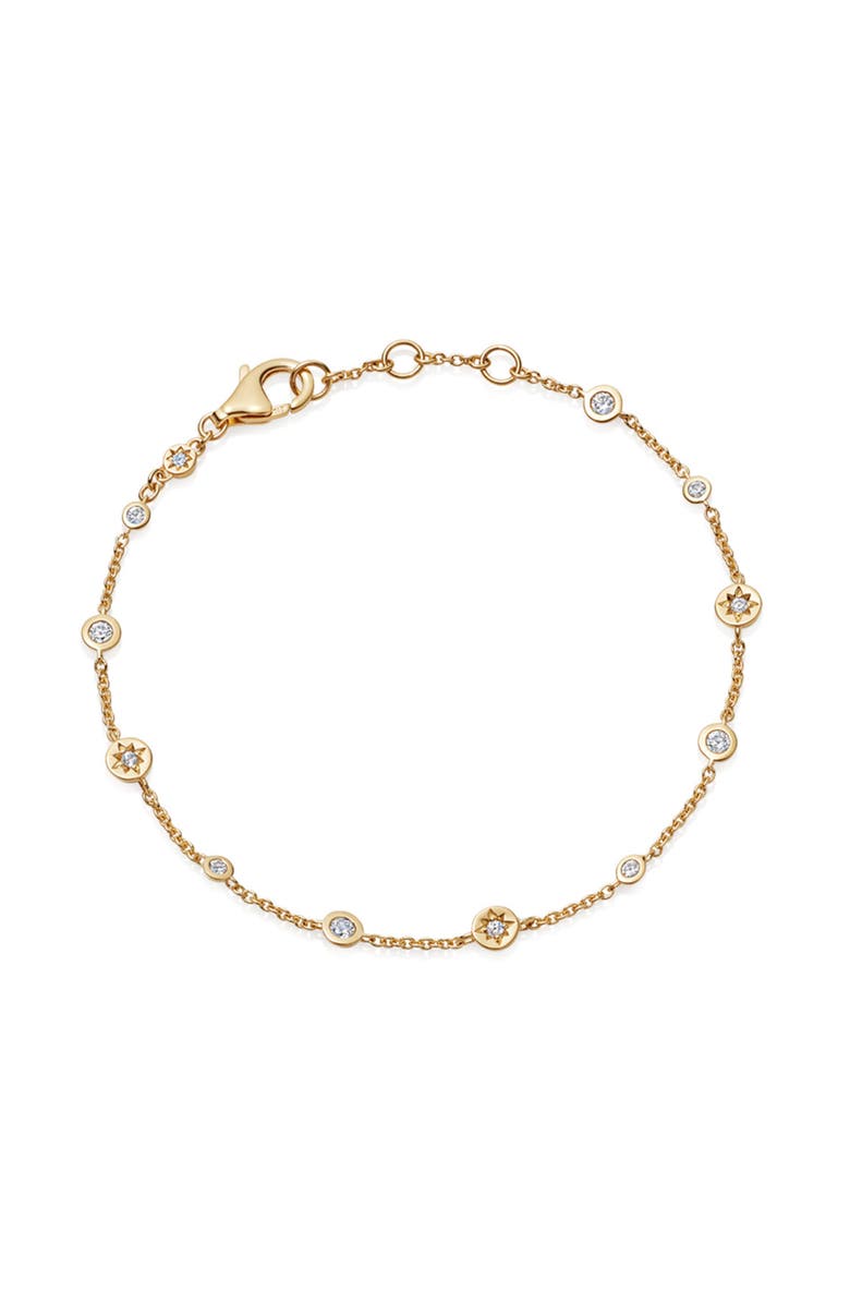 Astley Clarke Gold Polaris North Star White Sapphire Station Bracelet, Main, color, North Star
