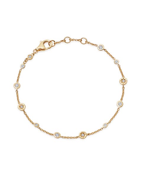 Gold Polaris North Star White Sapphire Station Bracelet
