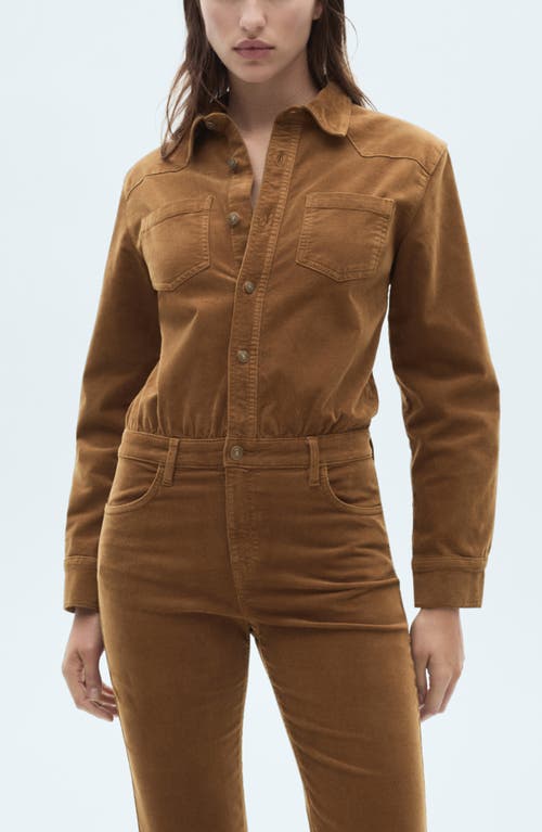 Mango Flared Sleeves Jumpsuit Medium Brown In Medium Brown