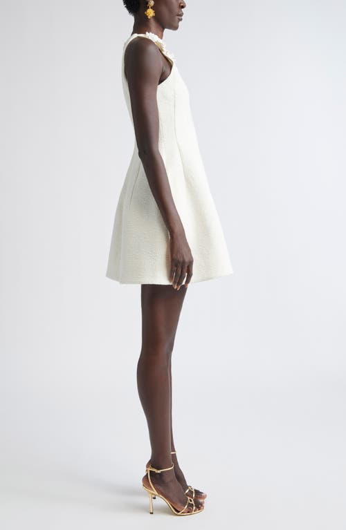 Oscar De La Renta Embroidered Cotton-blend Tweed Minidress In White