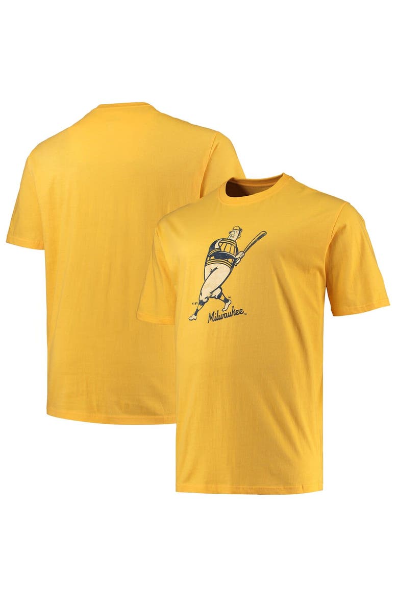 Men's Profile Gold Milwaukee Brewers Big & Tall Hometown Paint The Black T-Shirt, Main, color, Gold