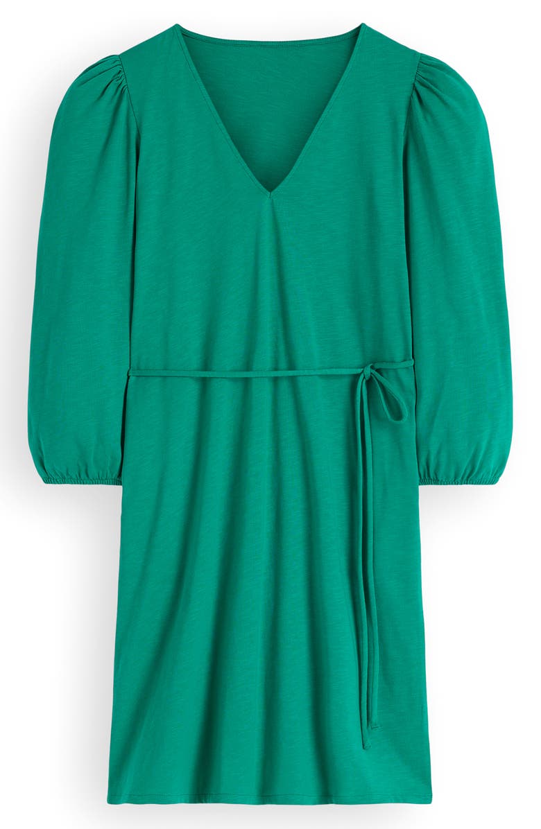 Boden V-Neck Short Sleeve Cotton Dress, Alternate, color, Deep Teal
