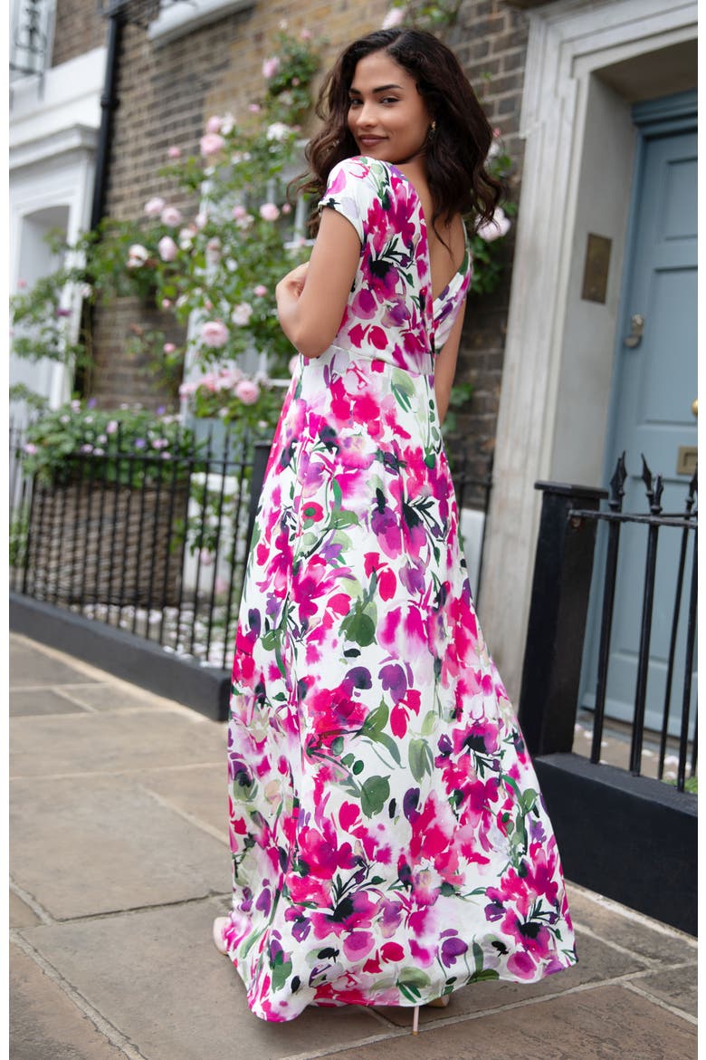 Sophia Maxi Dress Petite, Alternate, color, Fuchsia Florals