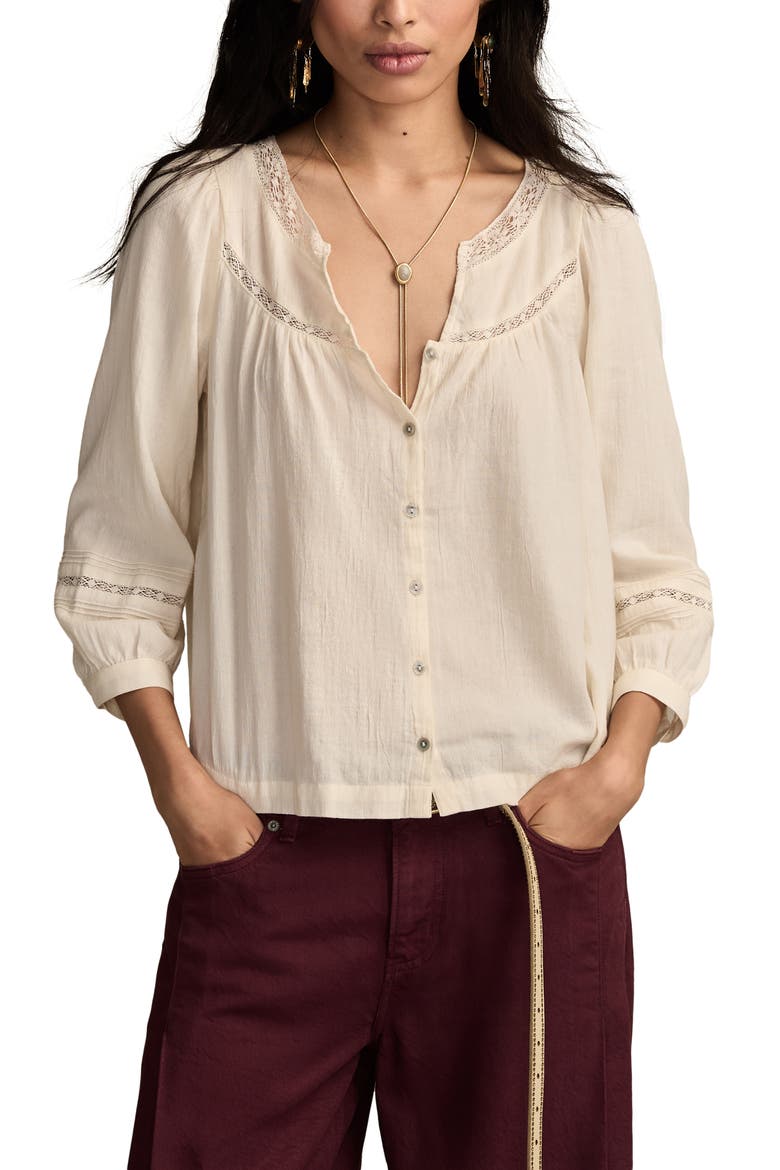 Lace Detail Cotton Top, Main, color, WHISPER WHITE