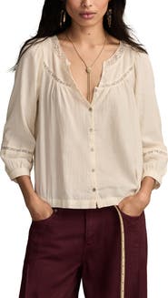 Lucky Brand Lace Detail Cotton Top