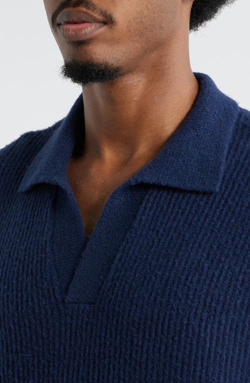 Open Edit Johnny Collar Polo Sweater In Blue