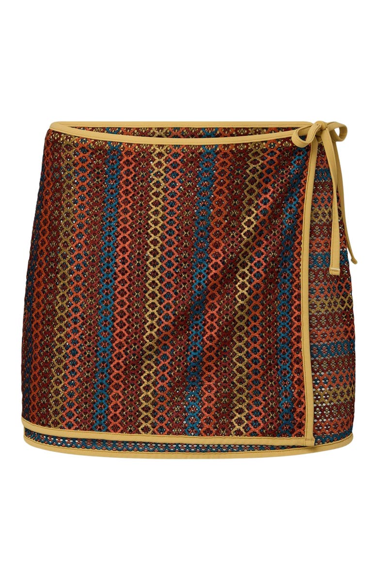 Onia Crochet Mesh Mini Wrap Skirt, Alternate, color, Pale Gold Multi