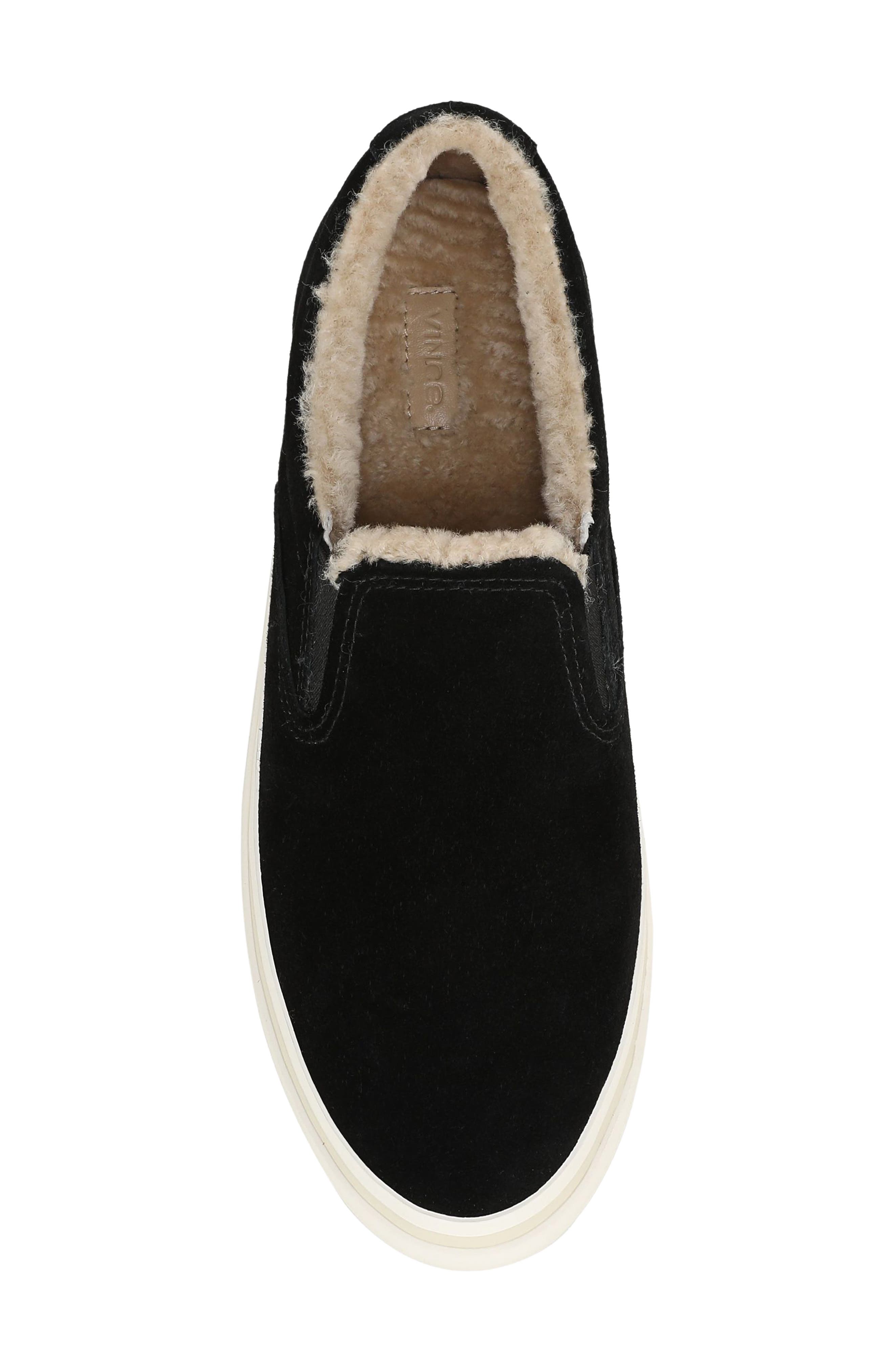 Blair Genuine Shearling Trim Slip-On Sneaker, Alternate, color, BLACK SOFT LEATHER
