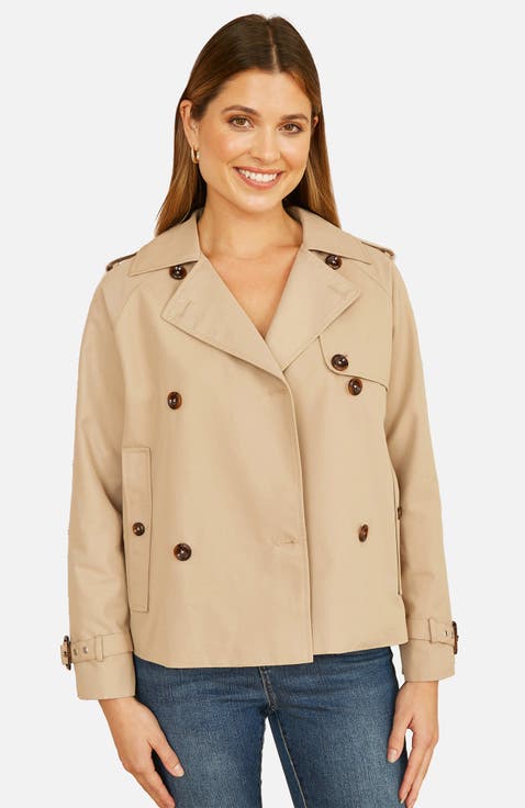 Cropped Trench Jacket With Pockets
