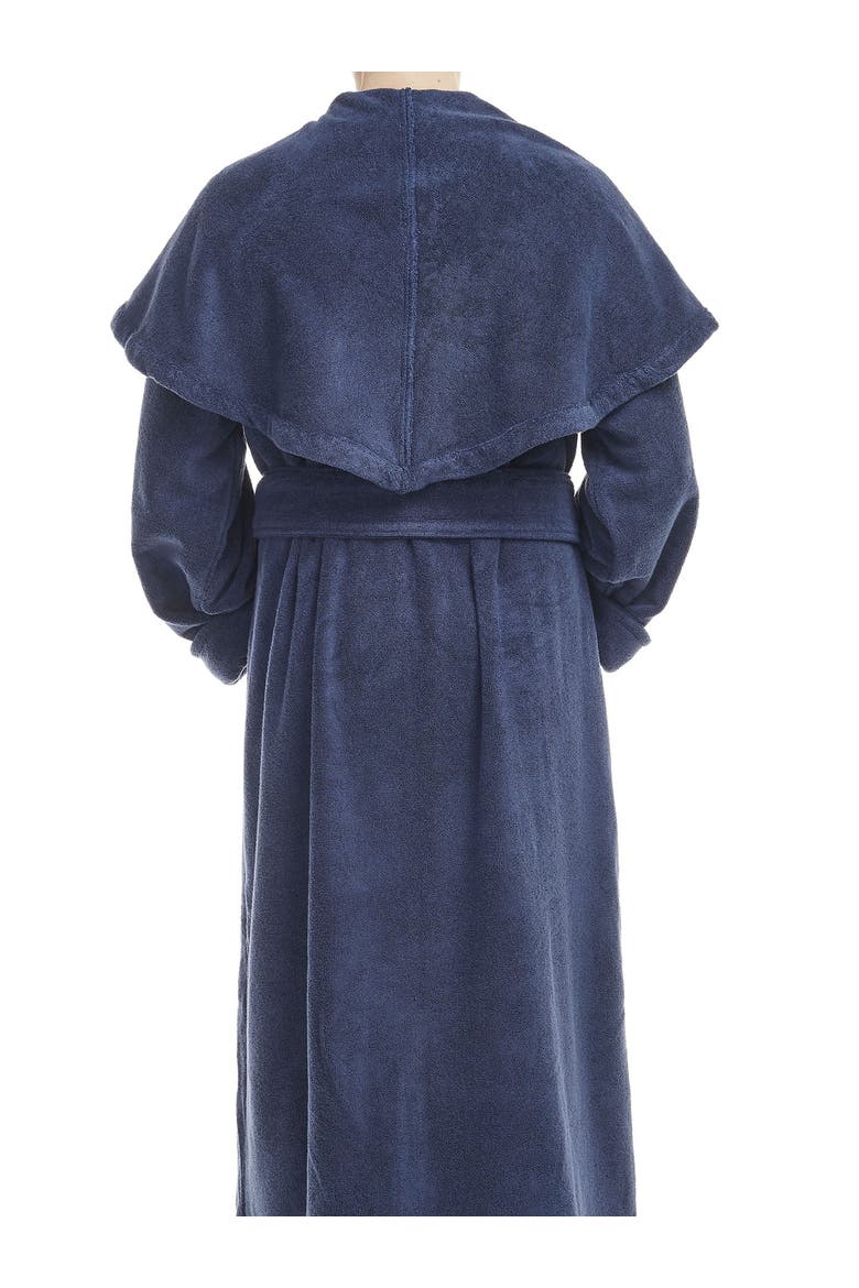 Men's Monk Style Full Length Long Terry Cotton Bathrobe, Alternate, color, Navy