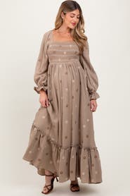 PinkBlush Long Sleeve Floral Accent Dress