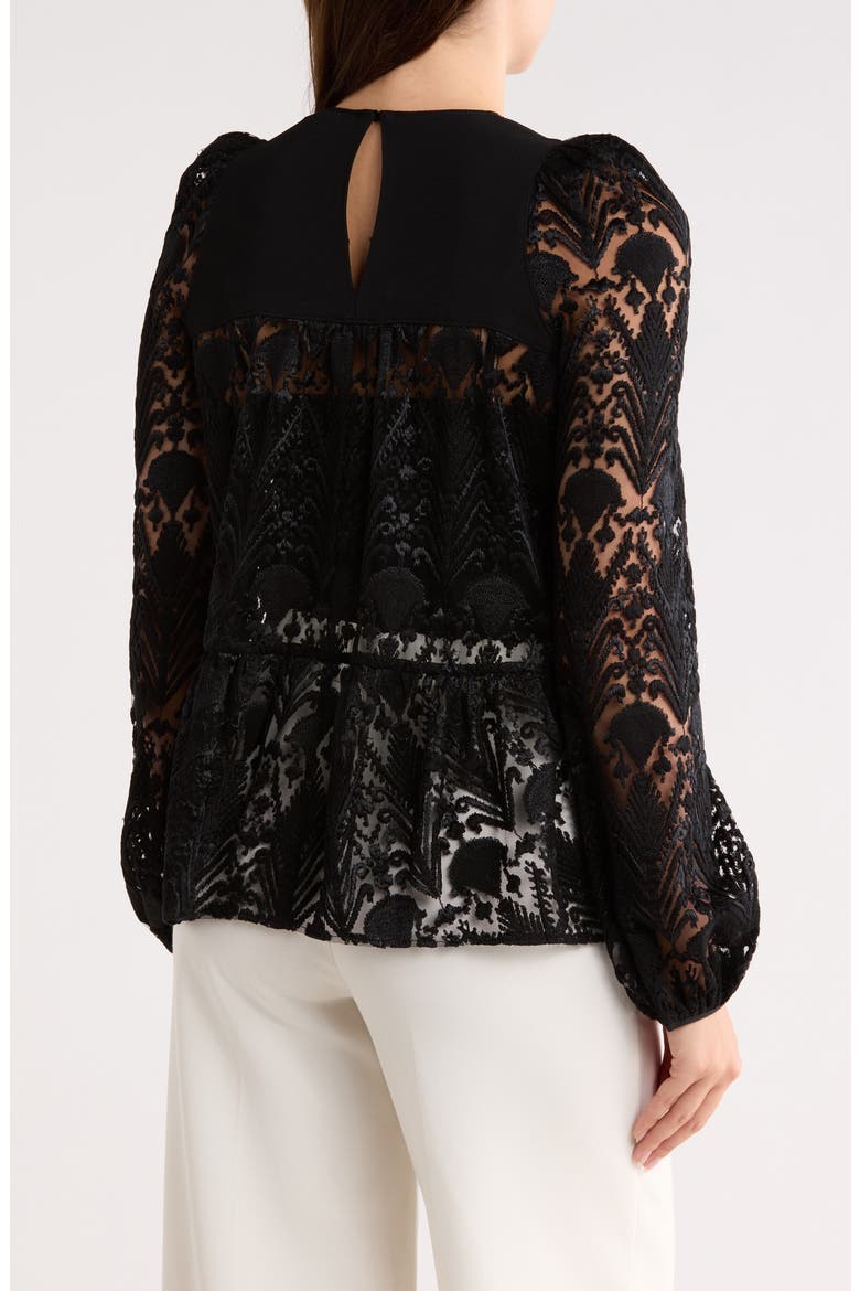 Lace Long Sleeve Top, Alternate, color, BLACK