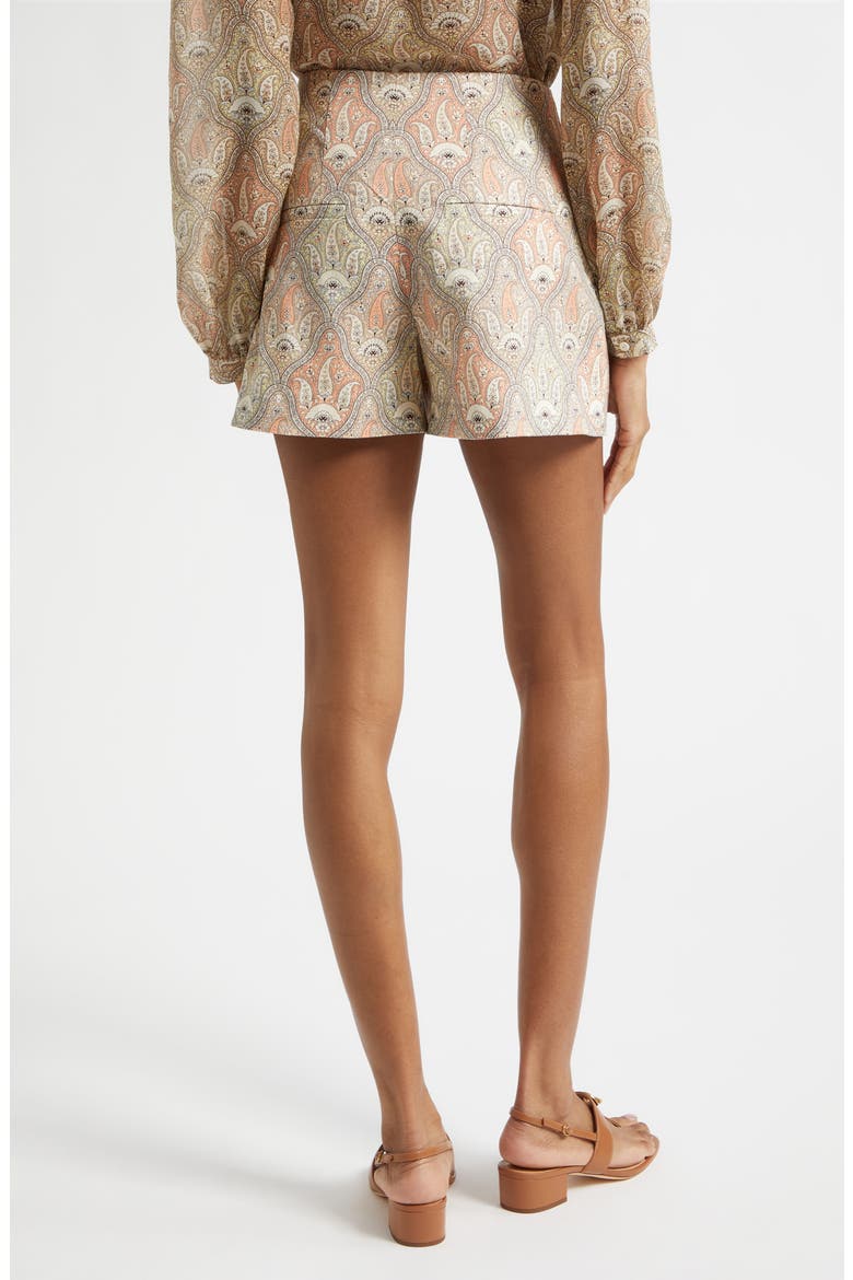 Jazmin Paisley Linen Blend Shorts, Alternate, color, STONE KHAKI MULTI
