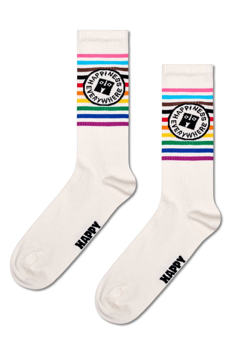 Happy Socks Pride Assorted 3-Pack Crew Socks, Alternate, color, White Multi