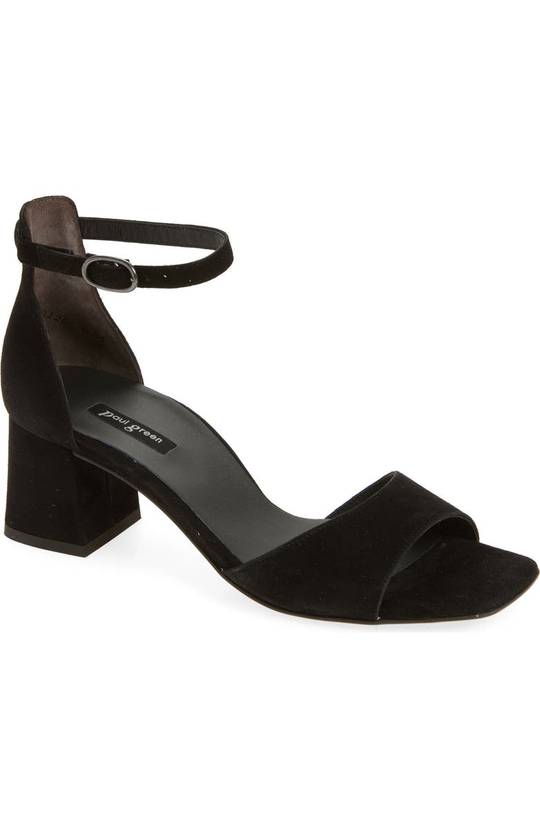 Paul Green Barbee Ankle Strap Sandal, Main, color, Black Suede