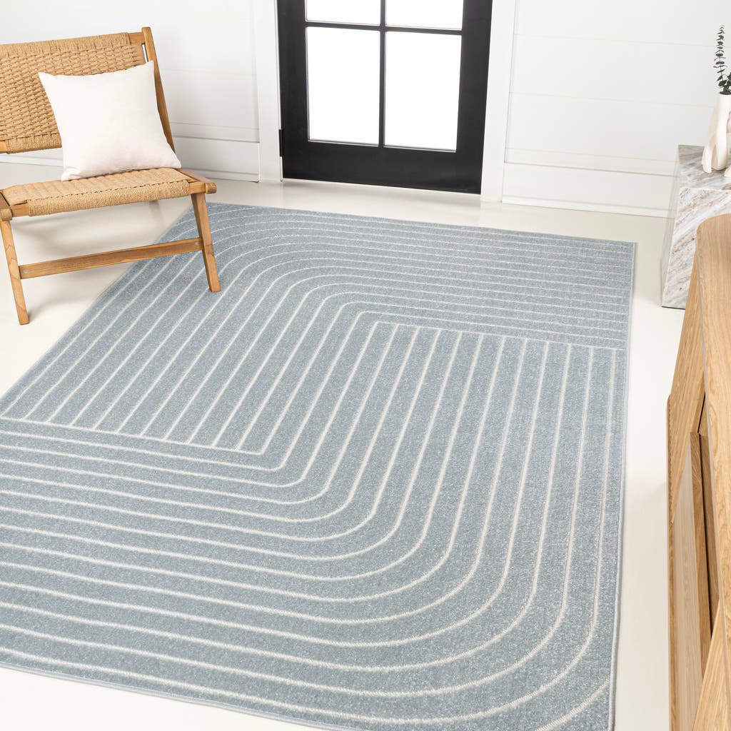Jonathan Y Odense High-low Minimalist Angle Geometric Indoor/outdoor Area Rug In Light Blue/cream