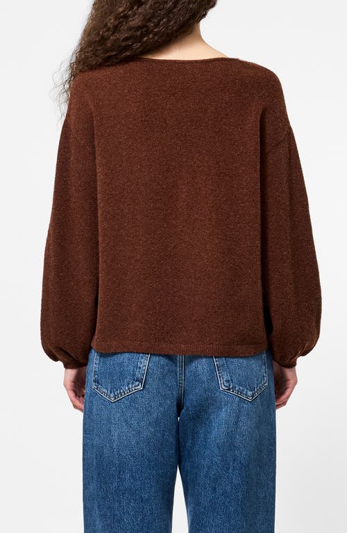French Connection Vhari Knit V Neck Pullover Sweater In Brown
