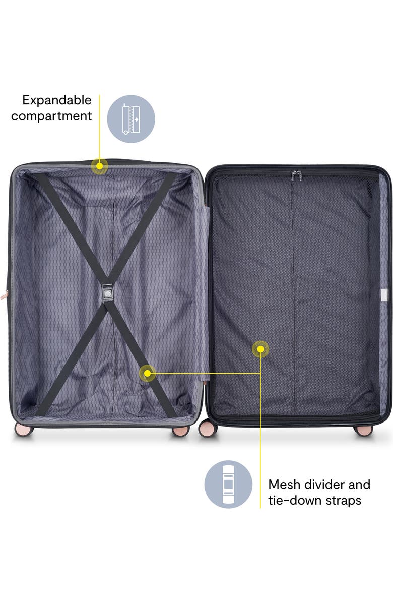 Delsey Paris Alexis Hardside 25-Inch Medium Checked Expandable Spinner Luggage, Alternate, color, Black/Rose Gold