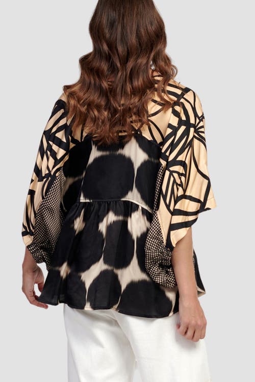 ALEMBIKA ALEMBIKA SERENE MIXED PRINT V-NECK BLOUSE 