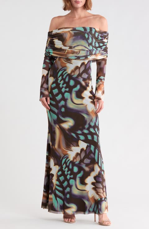 Thelma Off the Shoulder Long Sleeve Dress