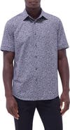 Bugatchi Miles OoohCotton® Leaf Print Short Sleeve Button-Up Shirt
